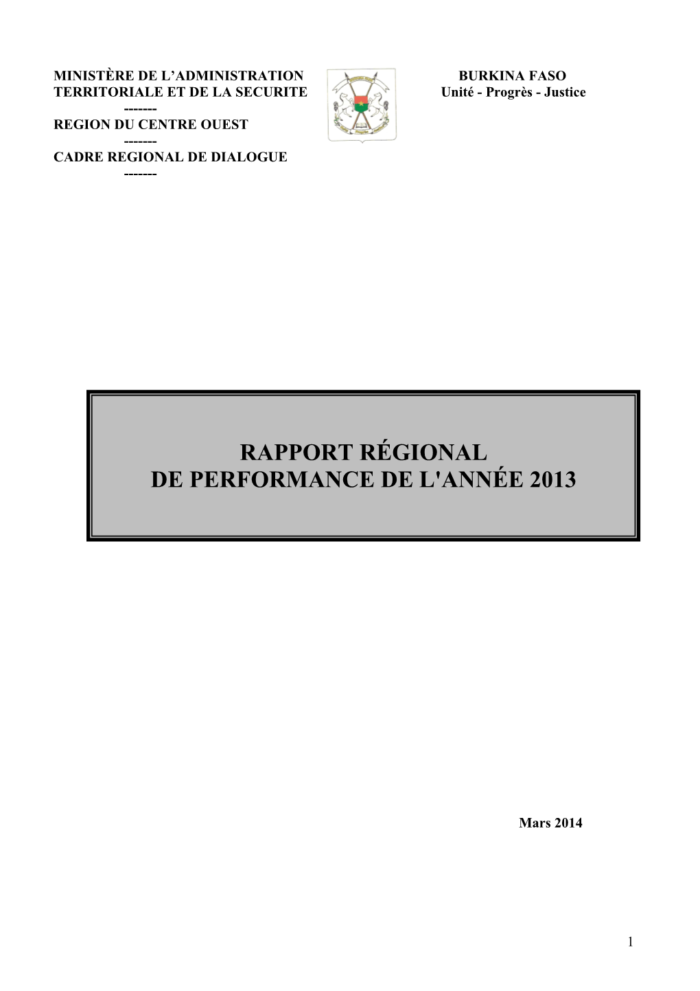 Rapport Centre-Ouest 2013 VF