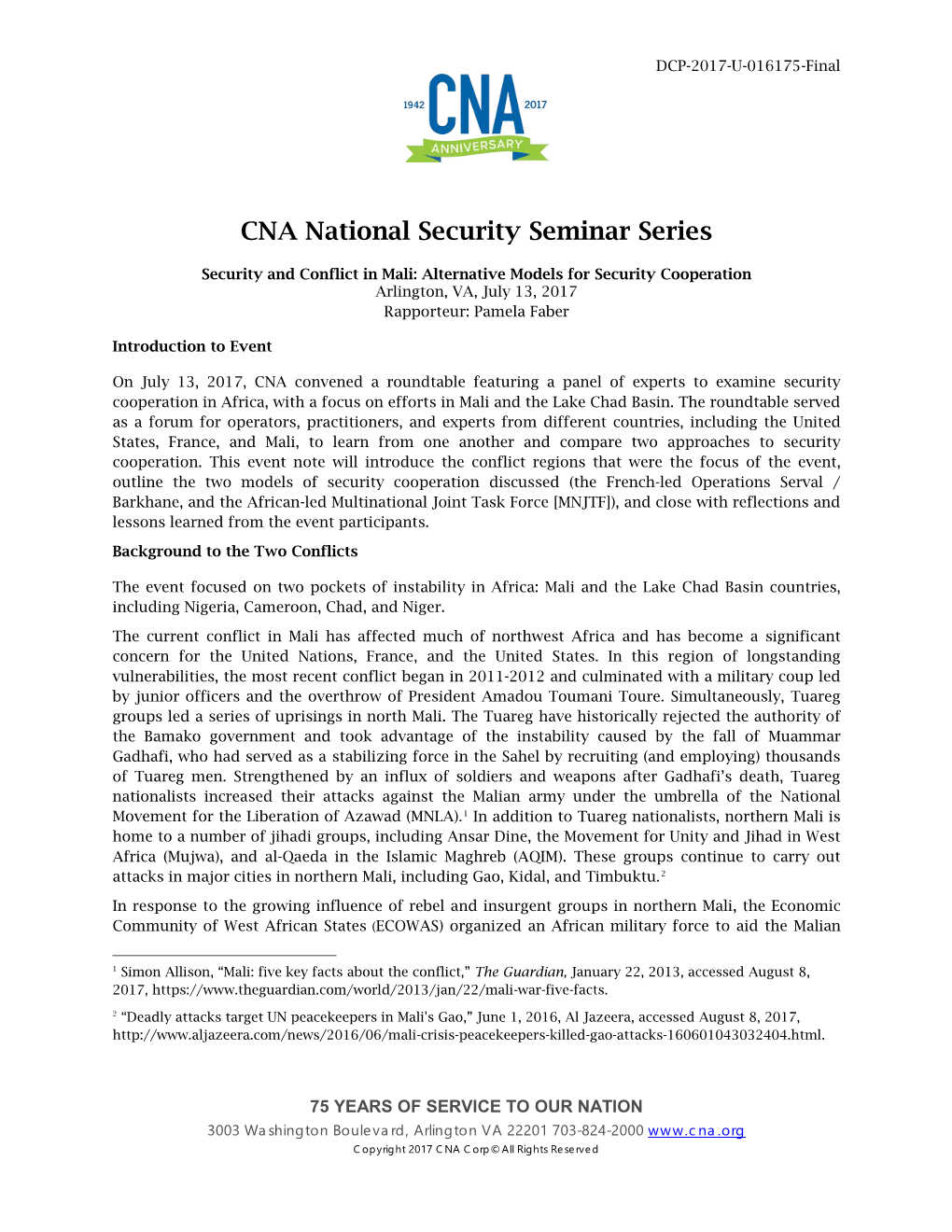 CNA National Security Seminar Series