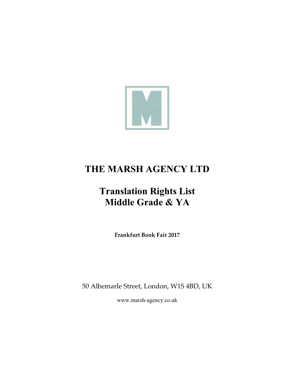 THE MARSH AGENCY LTD Translation Rights List Middle