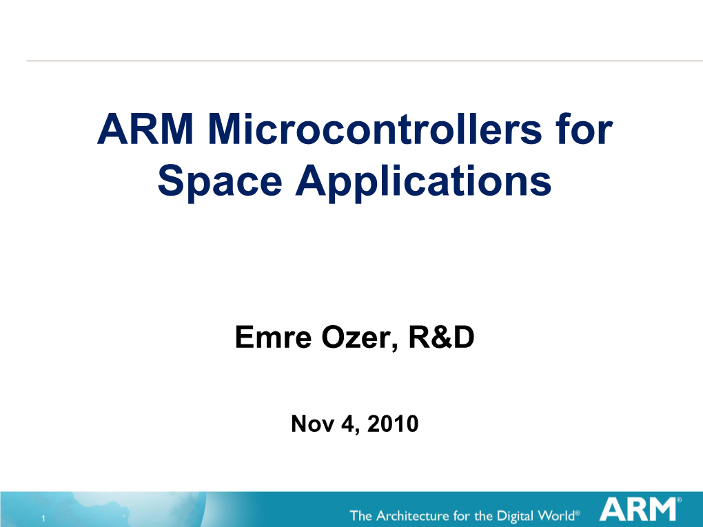 ARM Microcontrollers for Space Applications