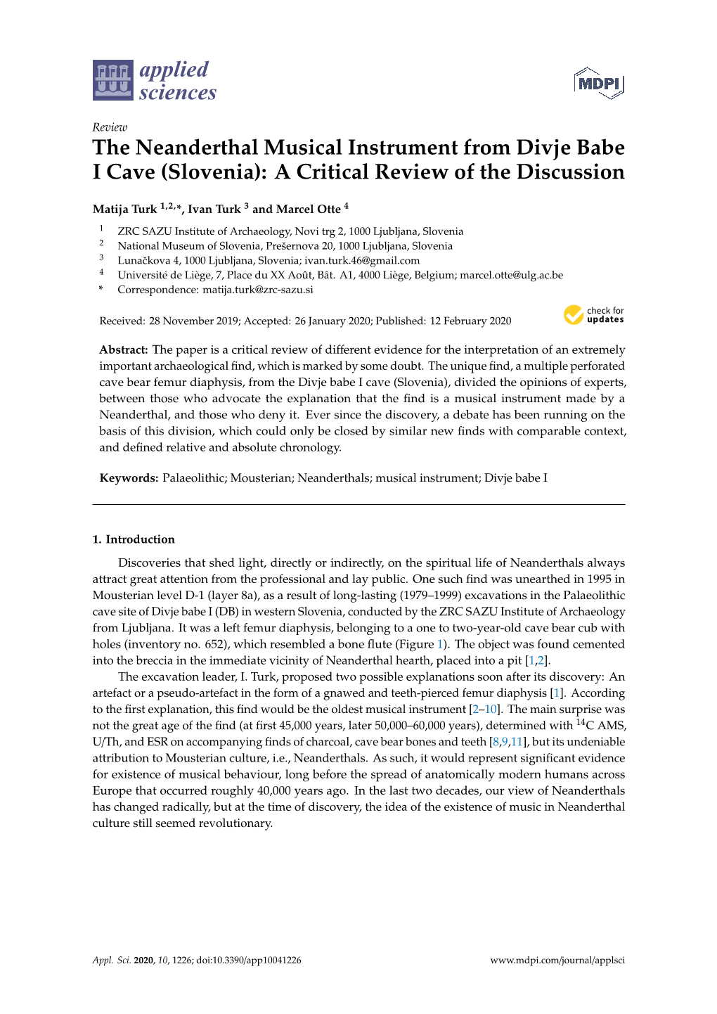 The Neanderthal Musical Instrument from Divje Babe I Cave (Slovenia): a Critical Review of the Discussion