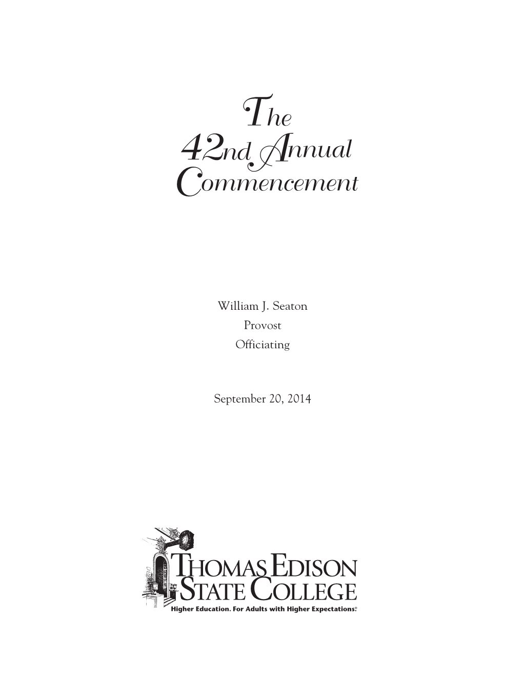 Commencement Program Is Intended for Unofficial Use Only