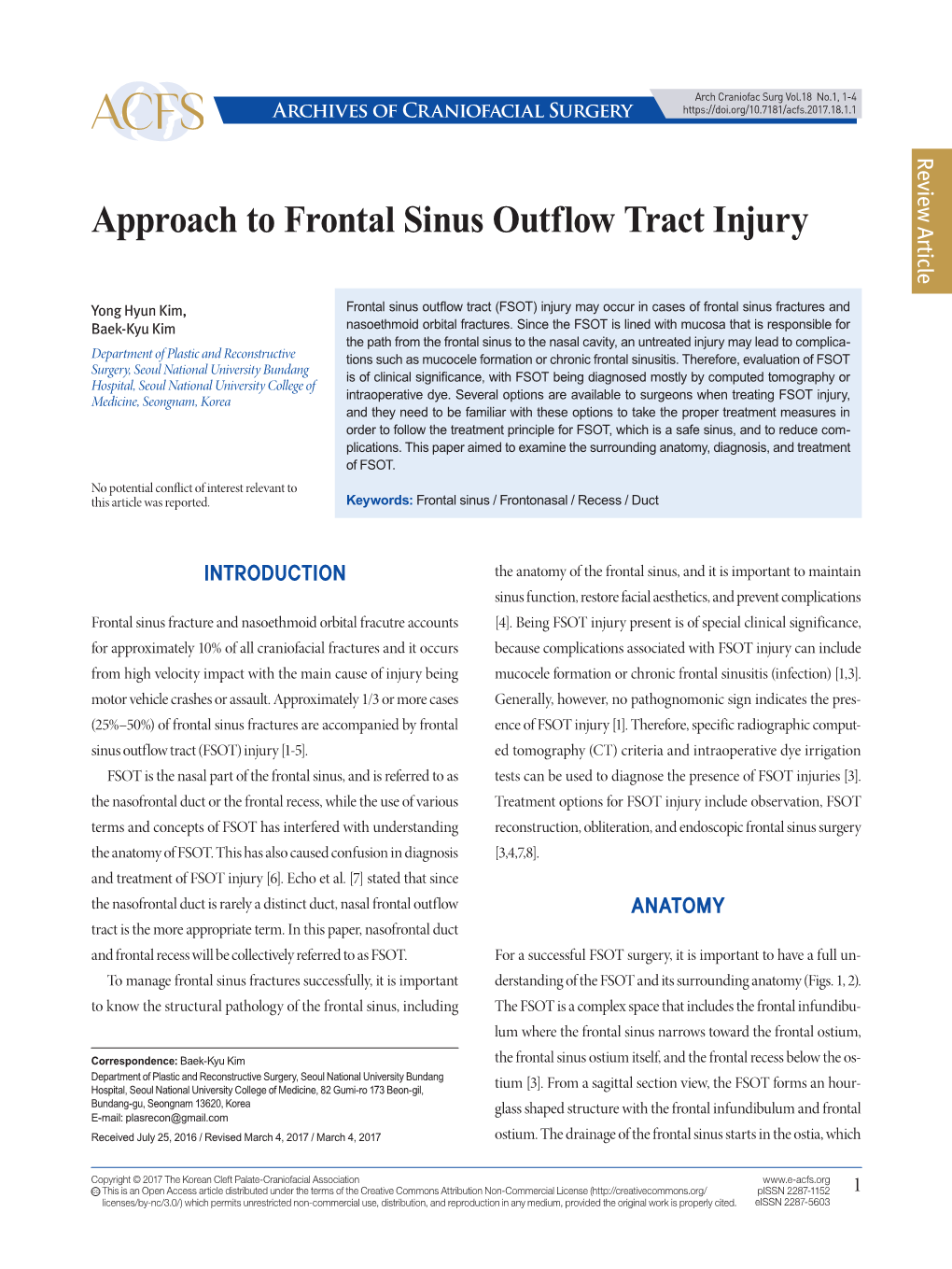 Approach to Frontal Sinus Outflow Tract Injury