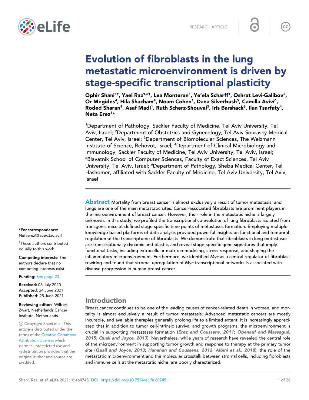 Evolution of Fibroblasts in the Lung Metastatic Microenvironment