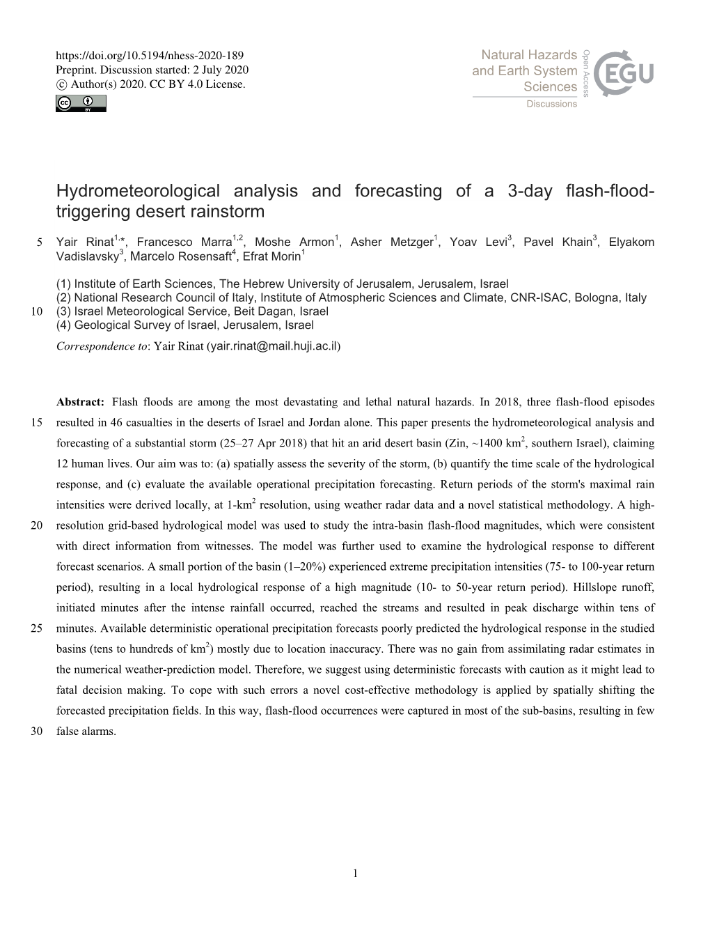 Hydrometeorological Analysis and Forecasting of a 3-Day Flash-Flood- Triggering Desert Rainstorm