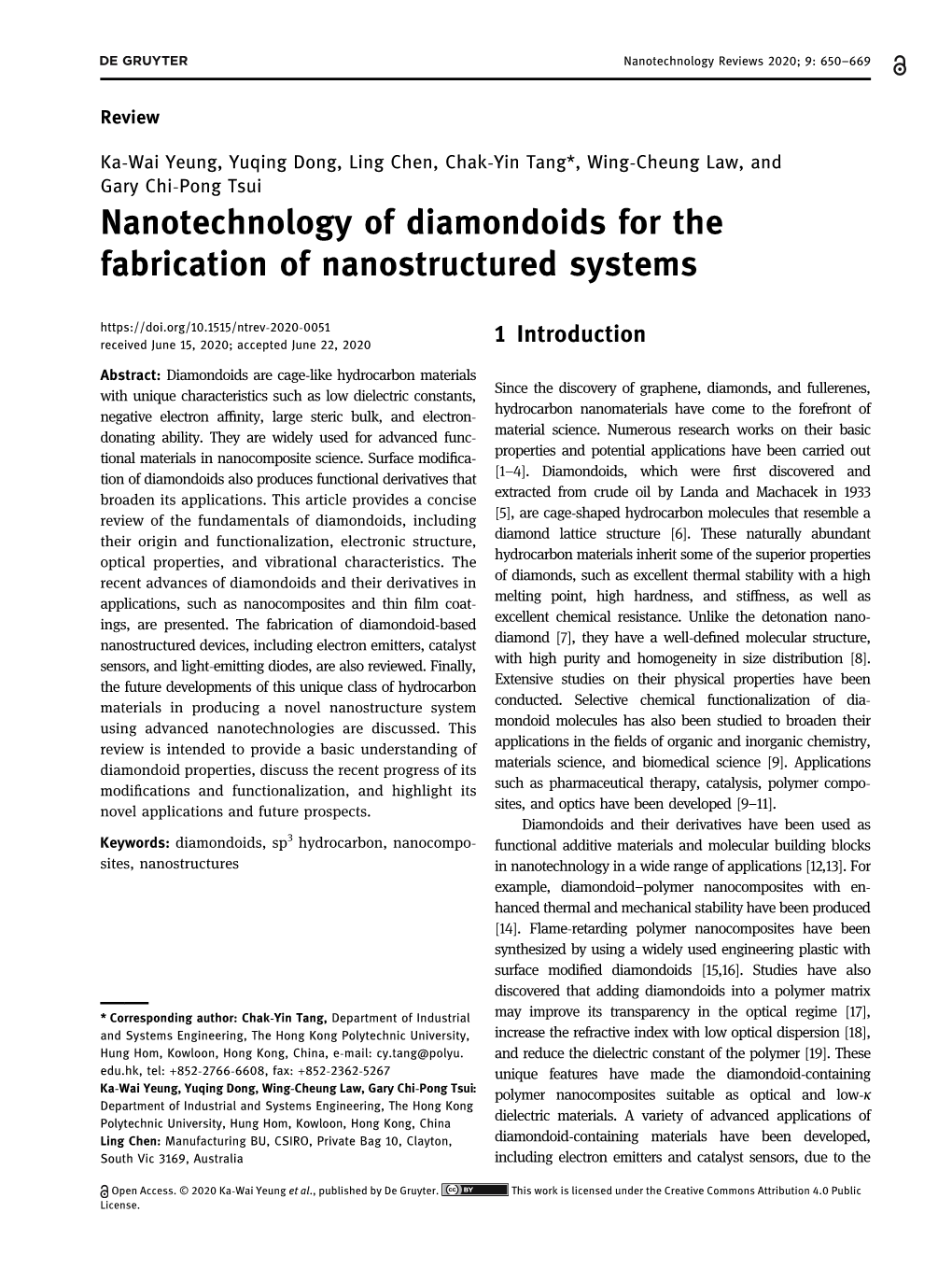 Nanotechnology of Diamondoids for the Fabrication of Nanostructured Systems