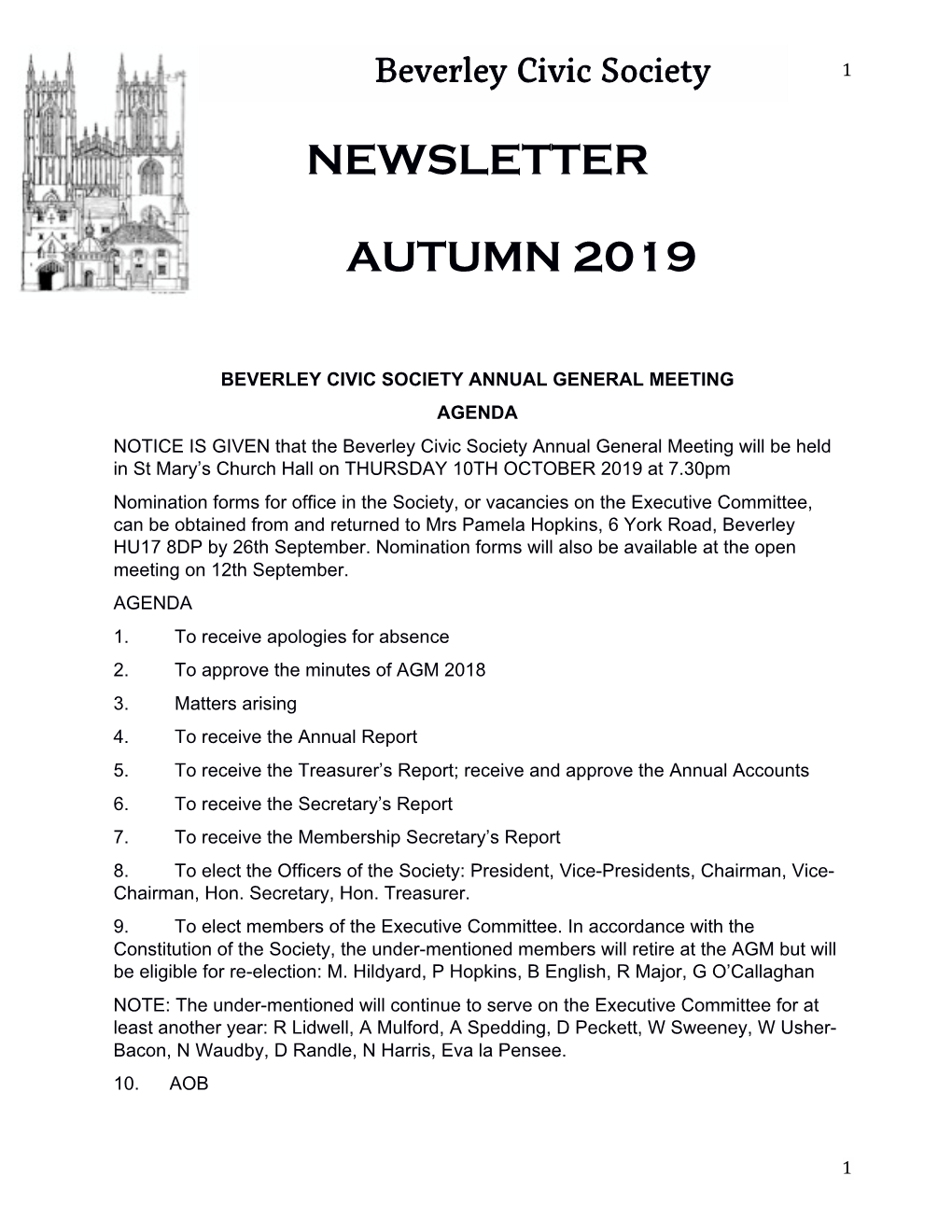 Newsletter Autumn 2019