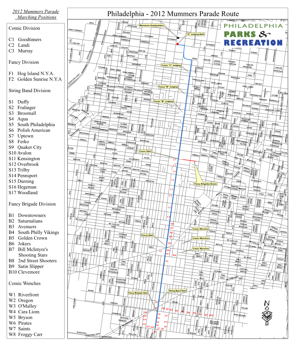 2012 Mummers Parade Route