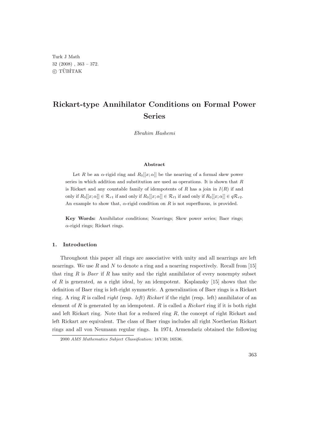 Rickart-Type Annihilator Conditions on Formal Power Series