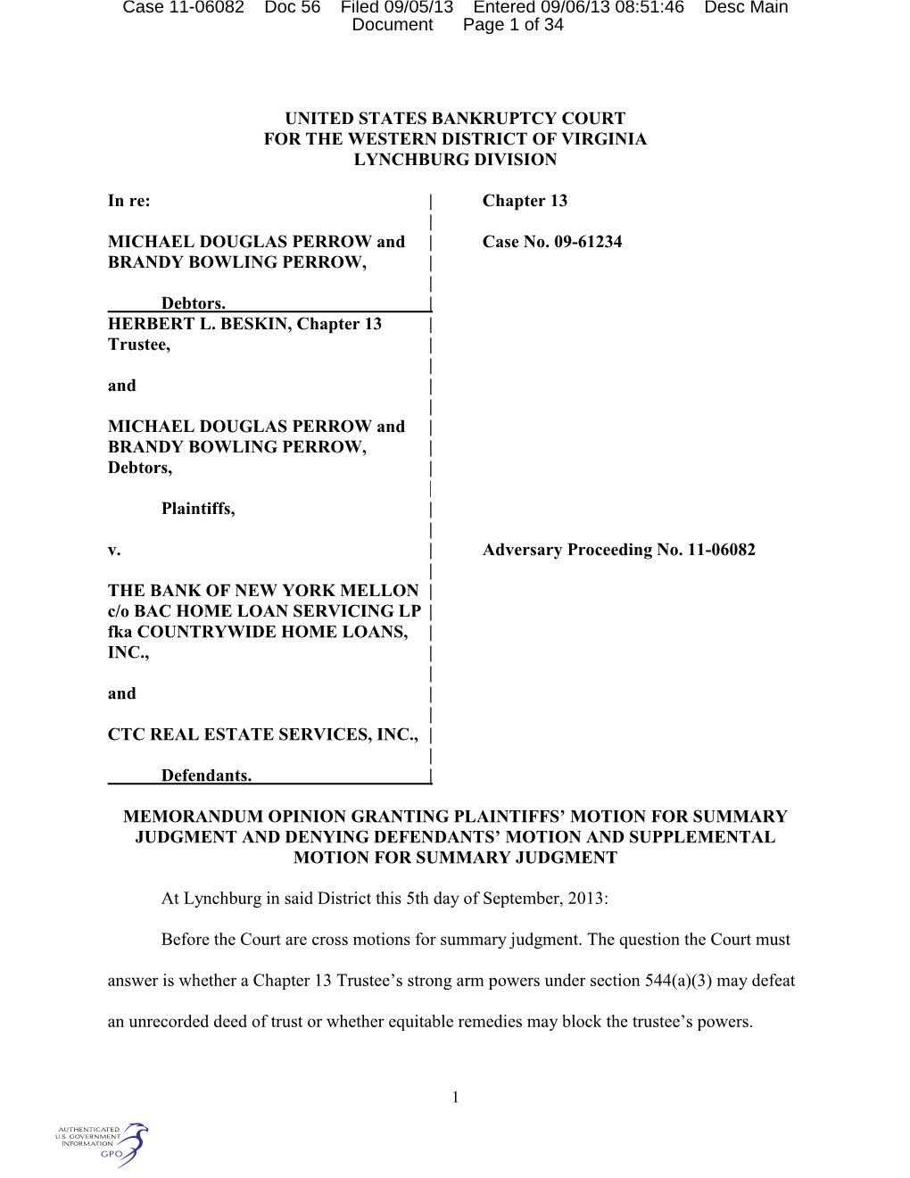 United States Bankruptcy Court for the Western District of Virginia Lynchburg Division