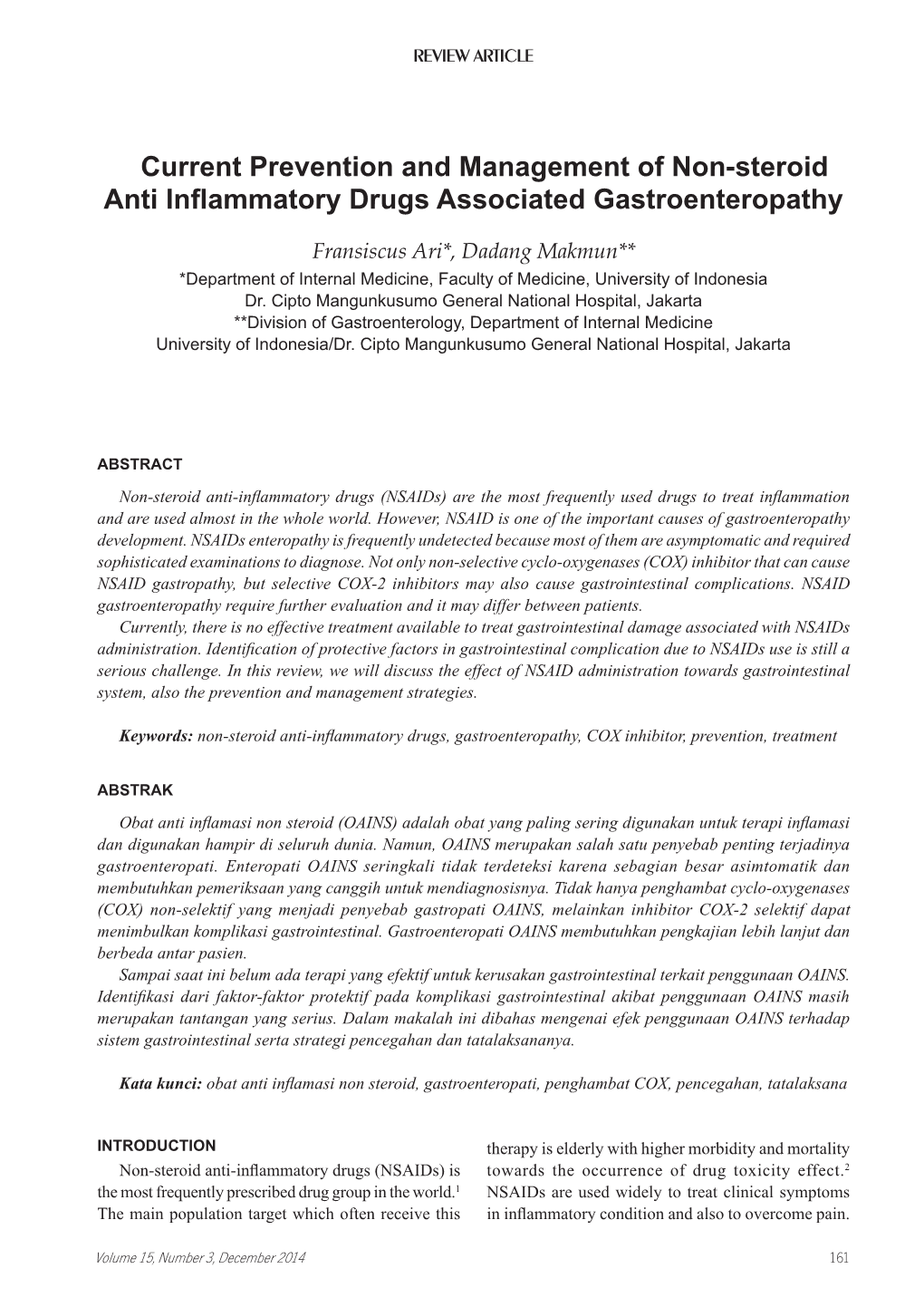 Current Prevention and Management of Non-Steroid Anti In.Ammatory