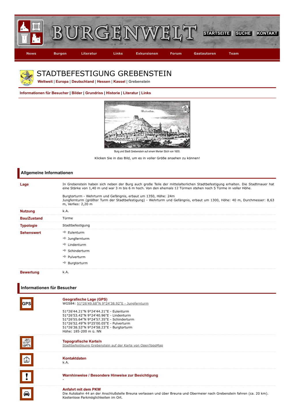 STADTBEFESTIGUNG GREBENSTEIN Weltweit | Europa | Deutschland | Hessen | Kassel | Grebenstein