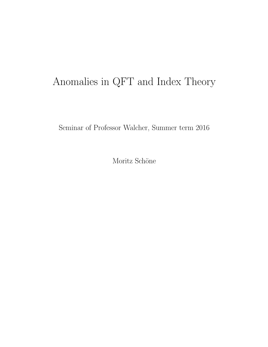 Anomalies in QFT and Index Theory