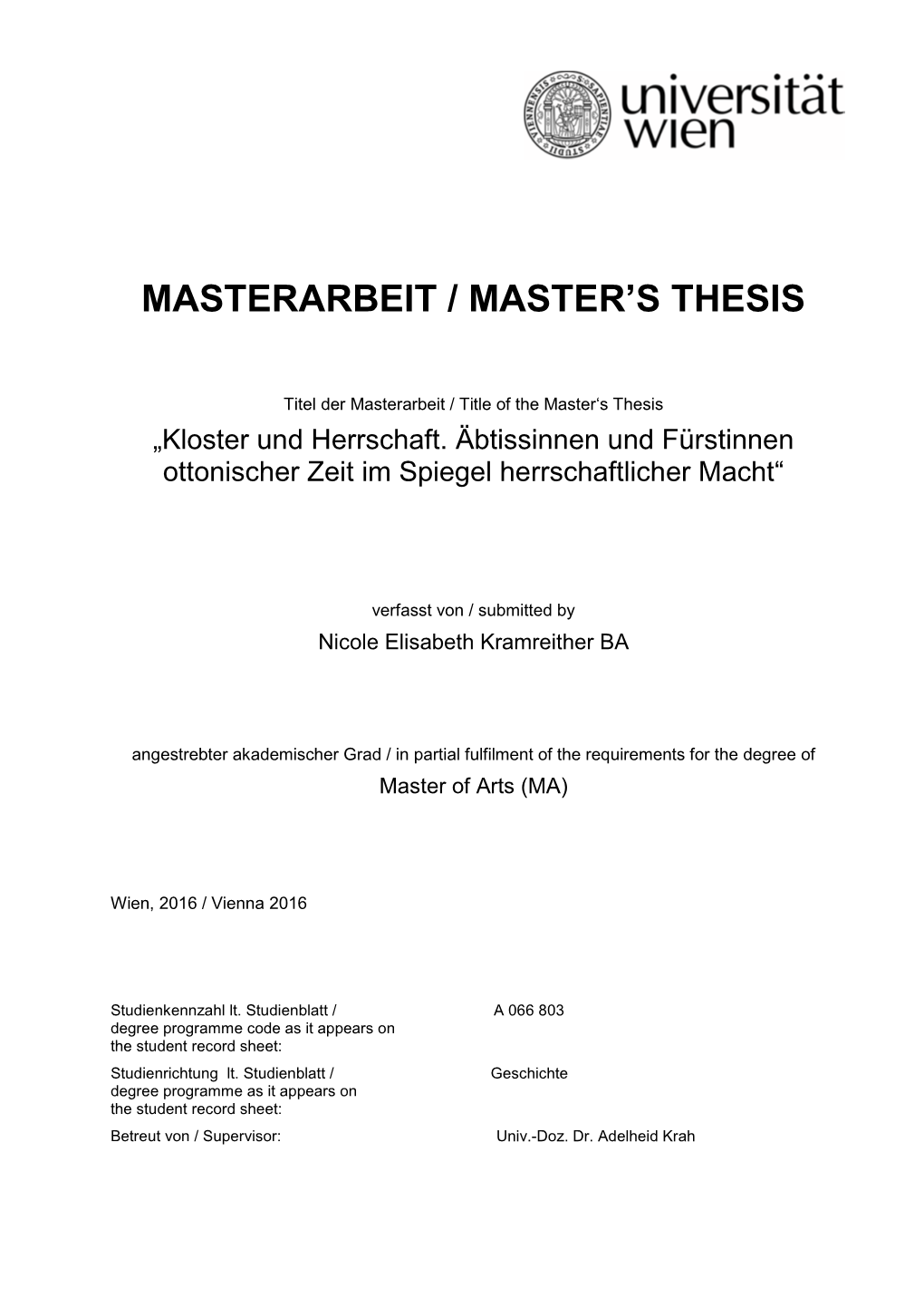 Masterarbeit / Master's Thesis