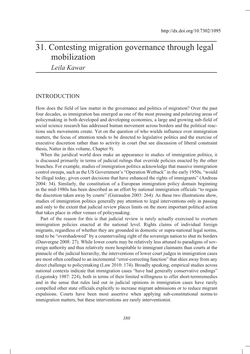 31. Contesting Migration Governance Through Legal Mobilization Leila Kawar
