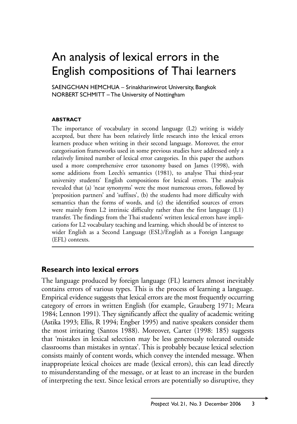 An Analysis of Lexical Errors in the English Compositions of Thai Learners