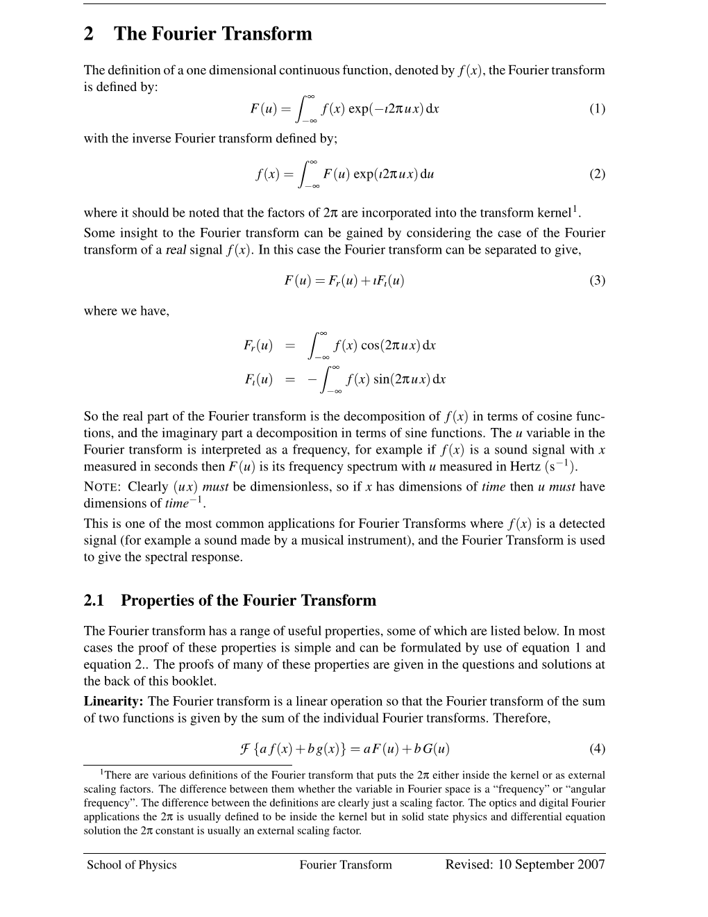 Properties of the Fourier Transform