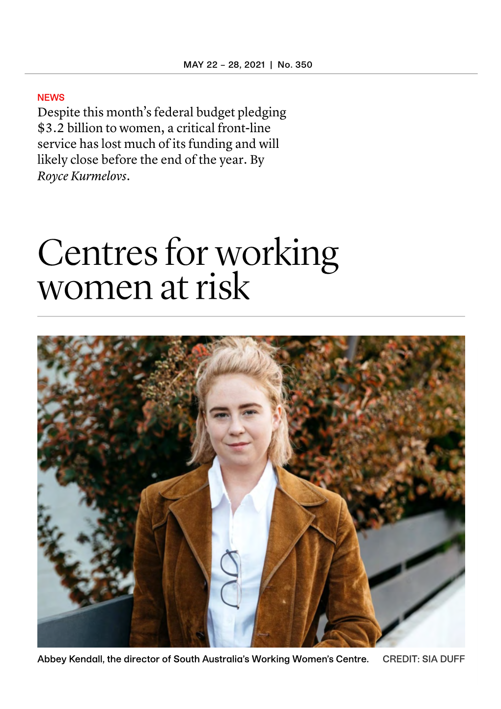 Centres for Working Women at Risk