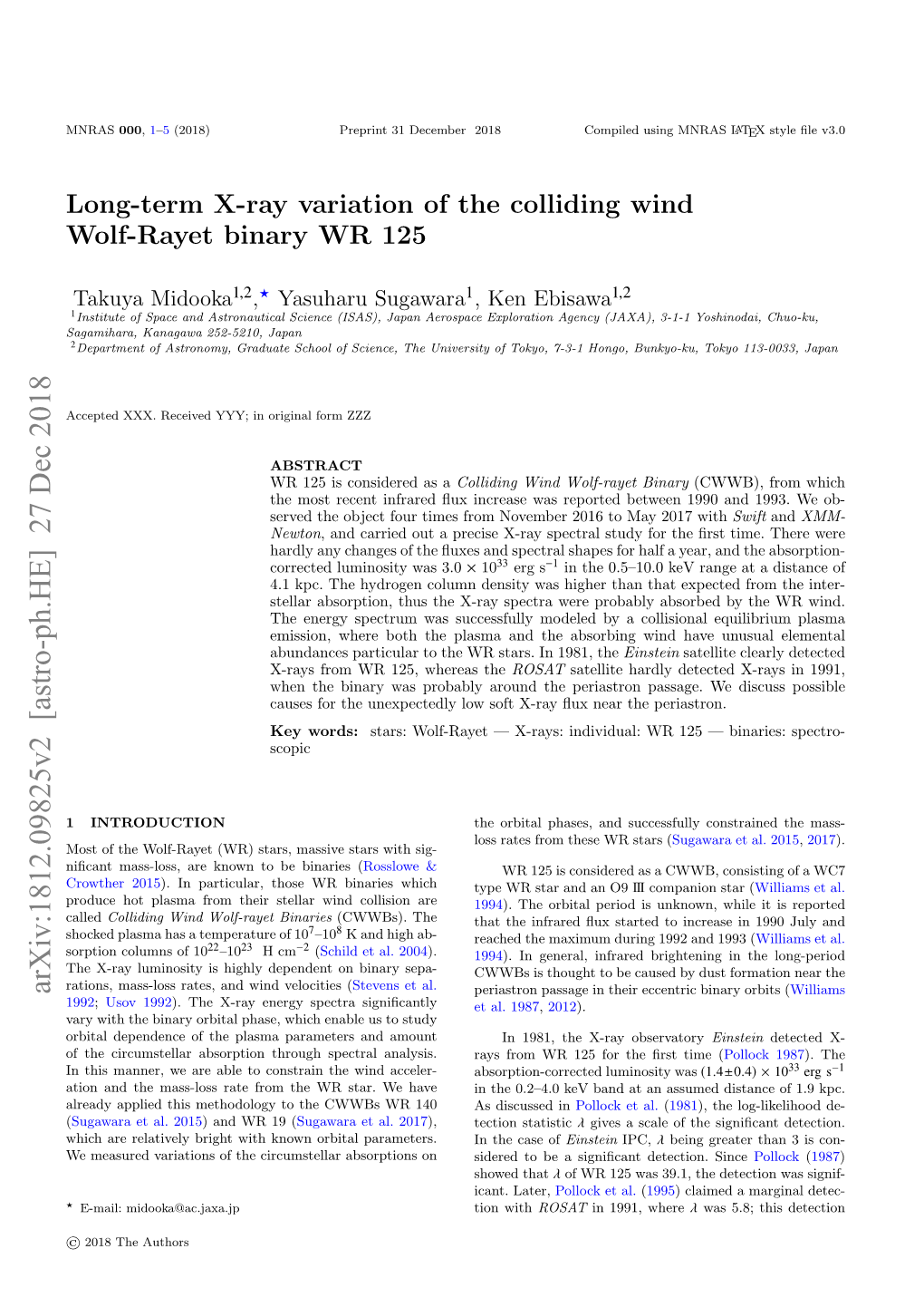 Long-Term X-Ray Variation of the Colliding Wind Wolf-Rayet Binary WR 125