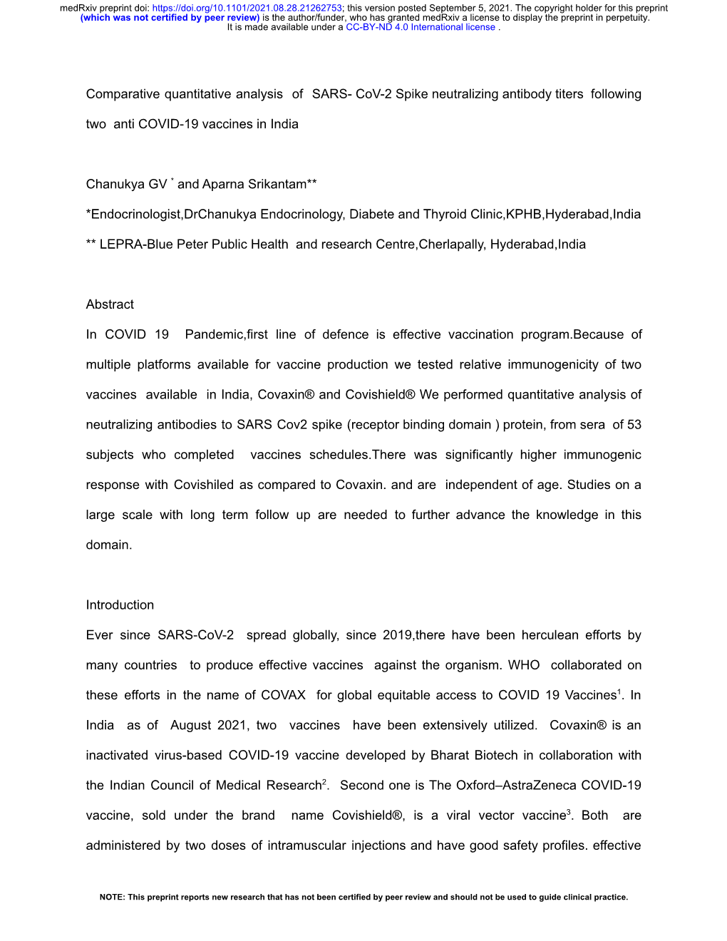 Cov-2 Spike Neutralizing Antibody Titers Following Two Anti COVID-19