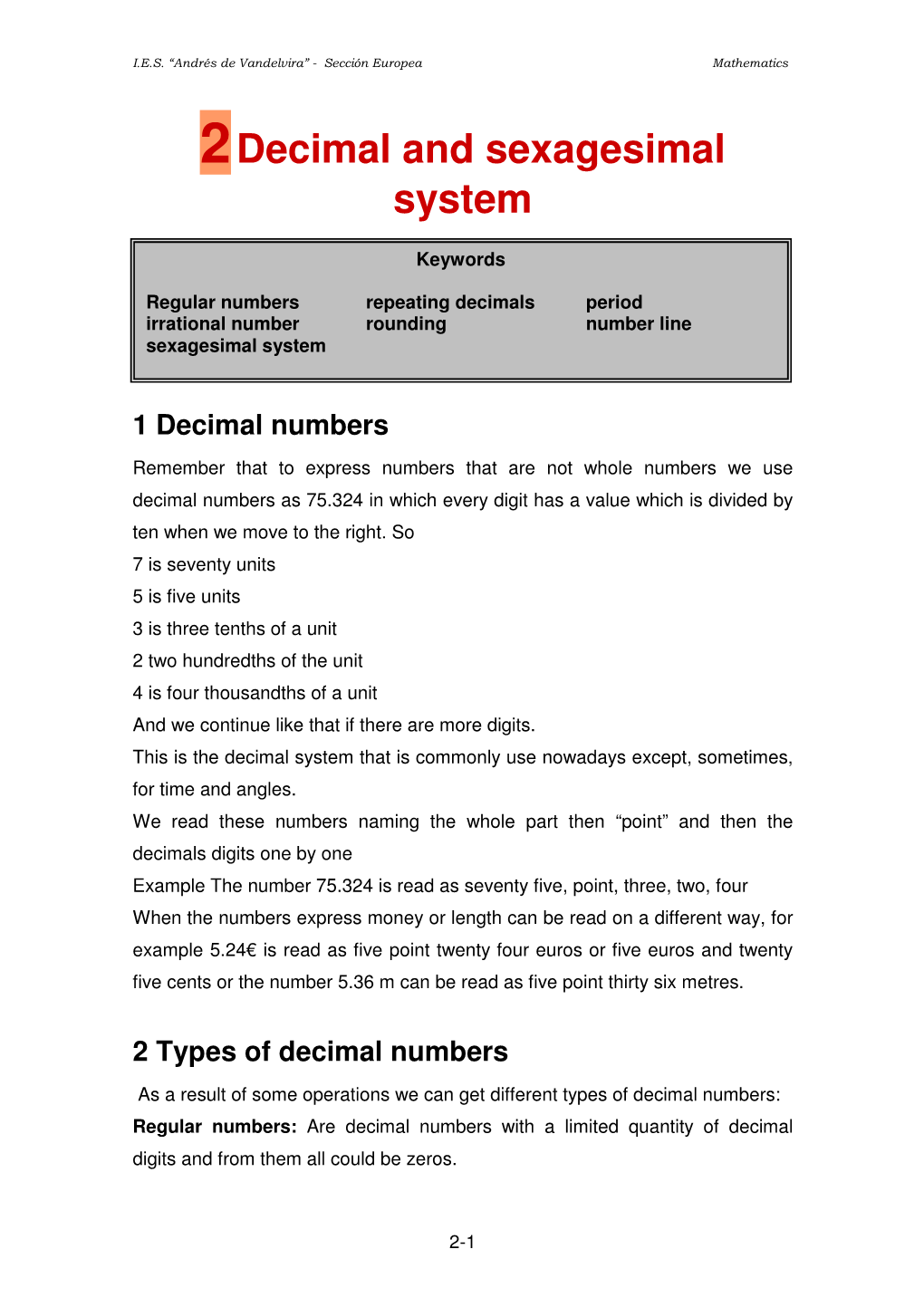 2Decimal and Sexagesimal System