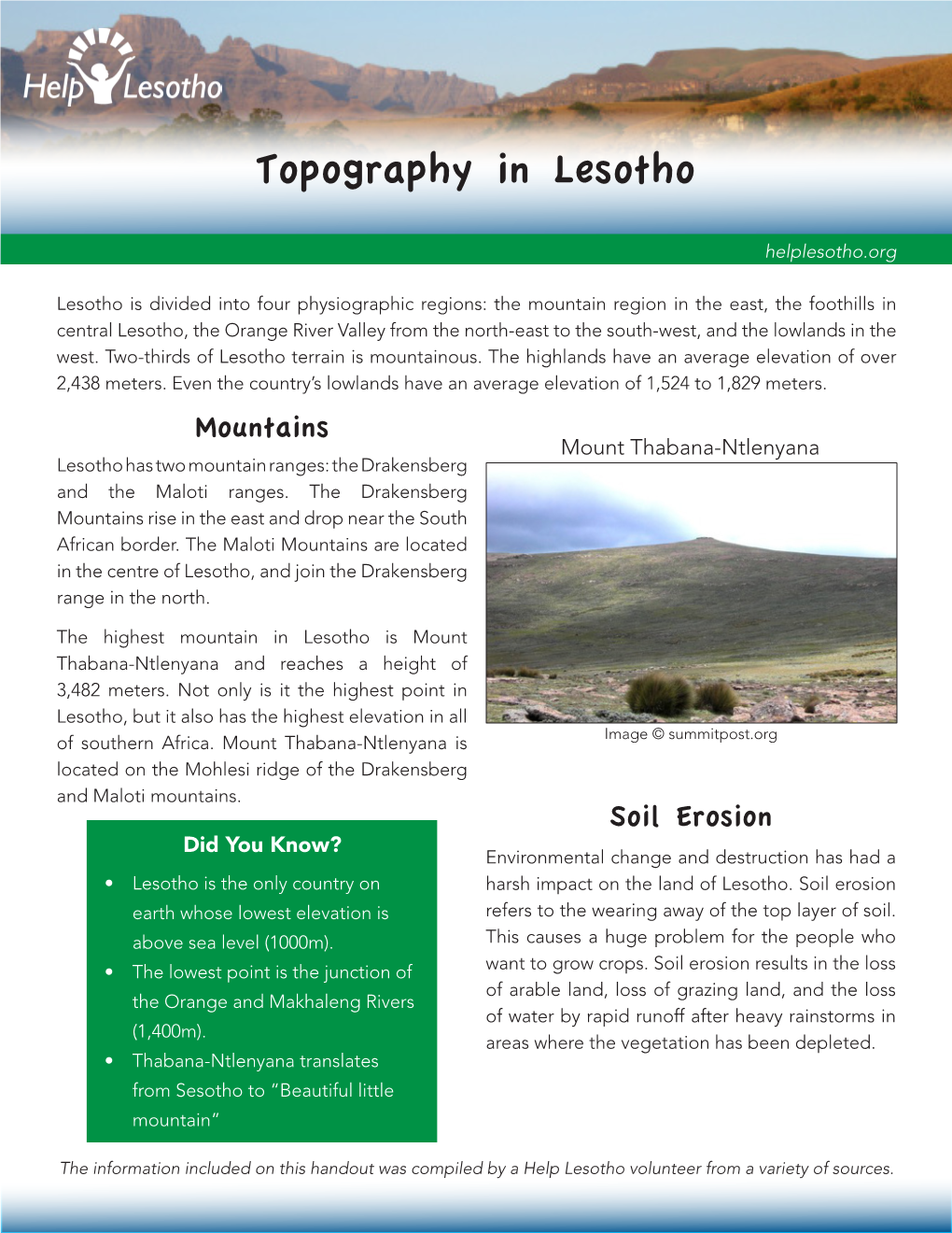 Topography in Lesotho