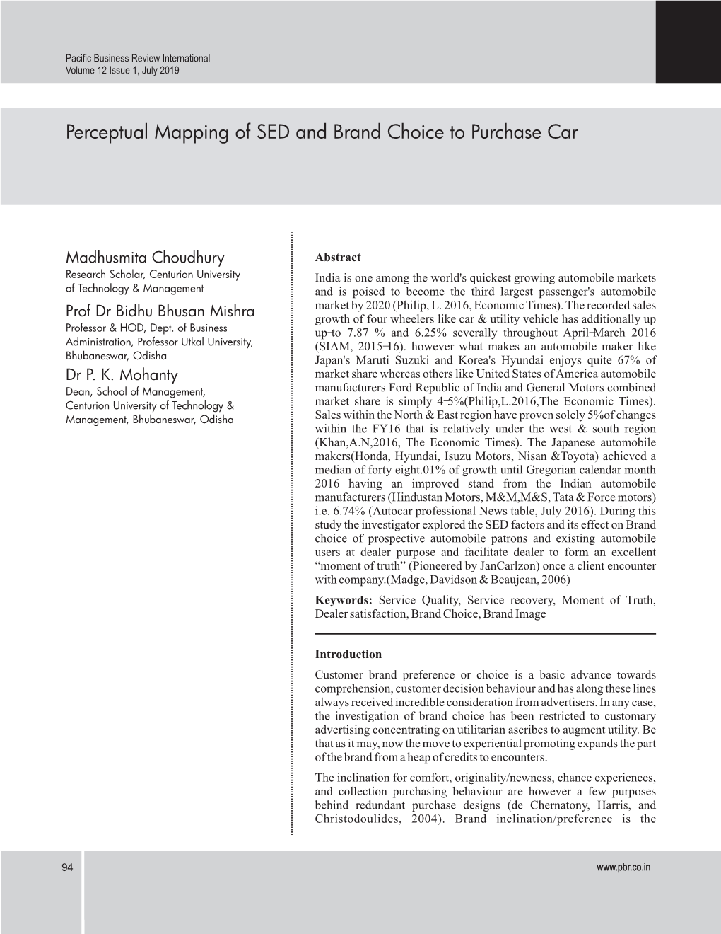 Perceptual Mapping of SED and Brand Choice to Purchase Car