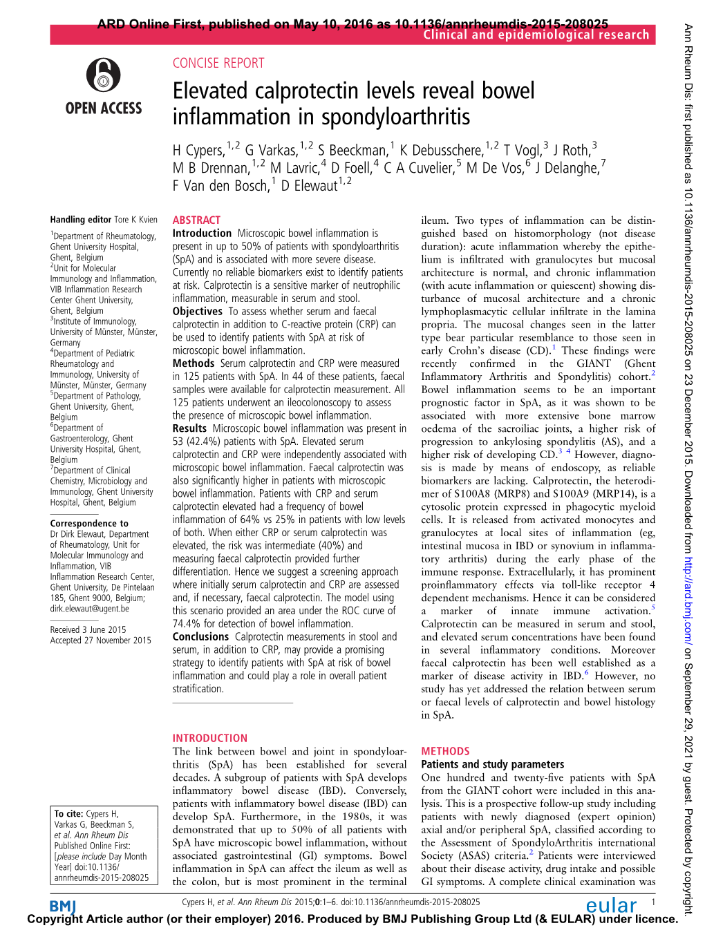 Elevated Calprotectin Levels Reveal Bowel Inflammation In