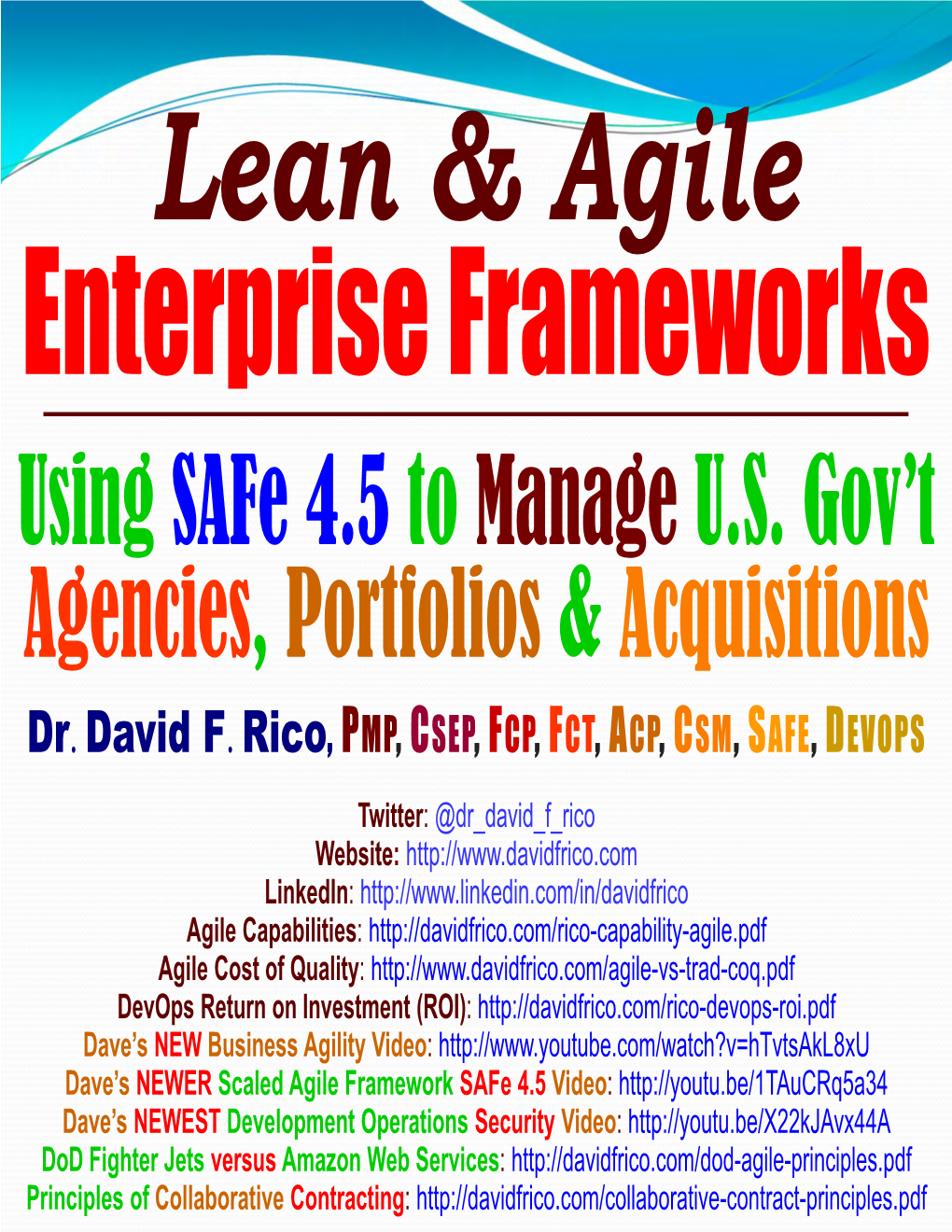 Using Safe 4.5 to Manage U.S. Gov't Agencies, Portfolios & Acquisitions