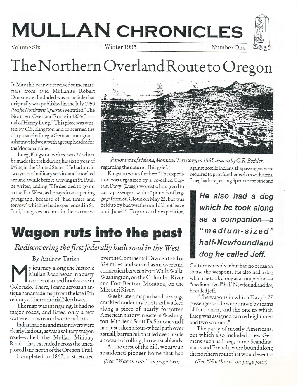 MULLAN Chronicles Volume Six Winter 1995 Number One Thenorthern Overlandroute Ro Oregon