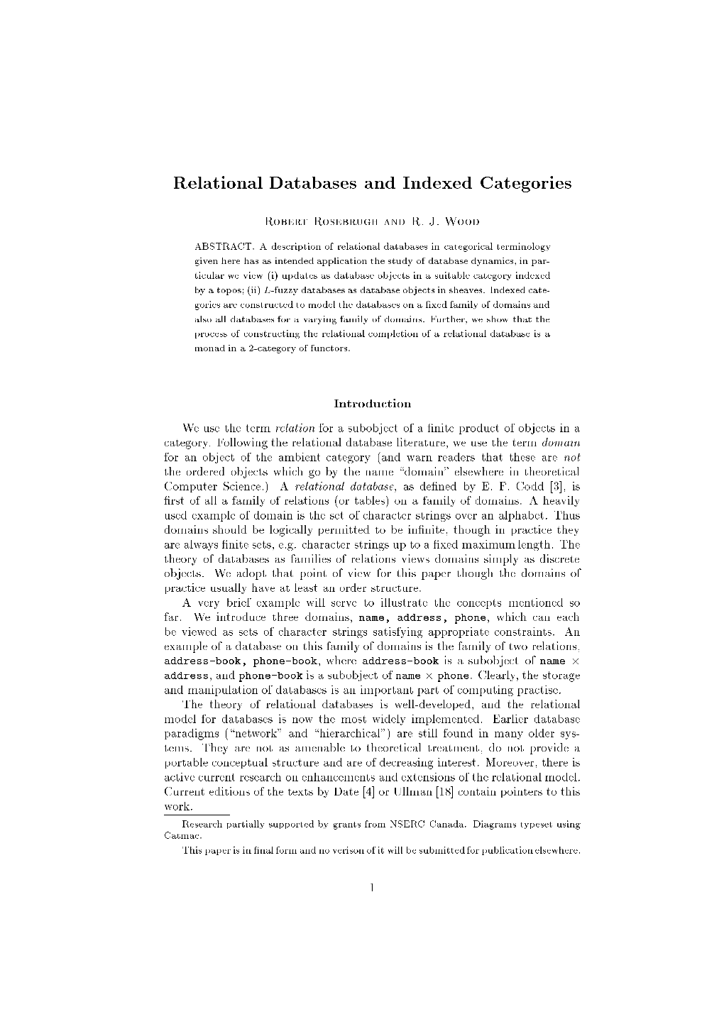 Relational Databases and Indexed Categories