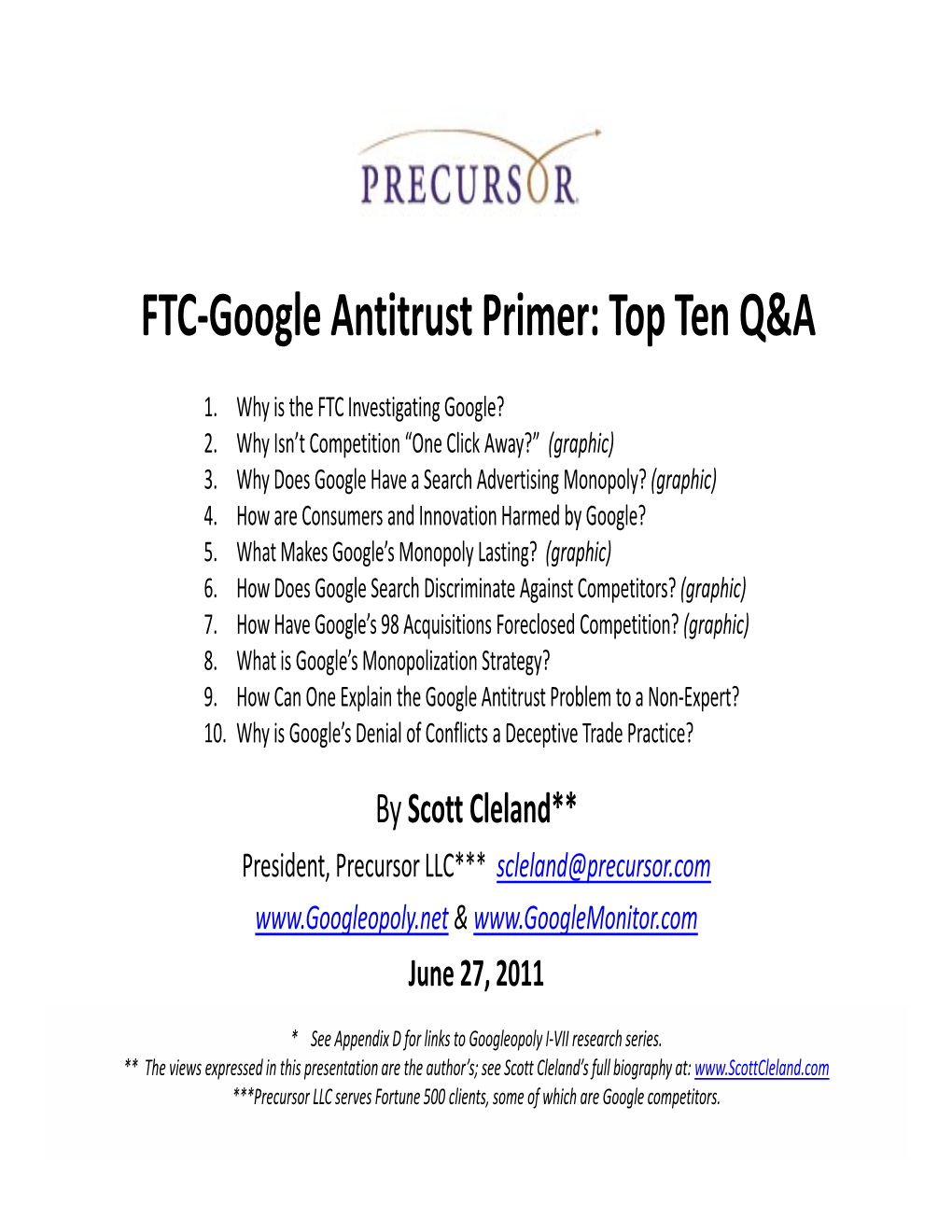 FTC-Google Antitrust Primer