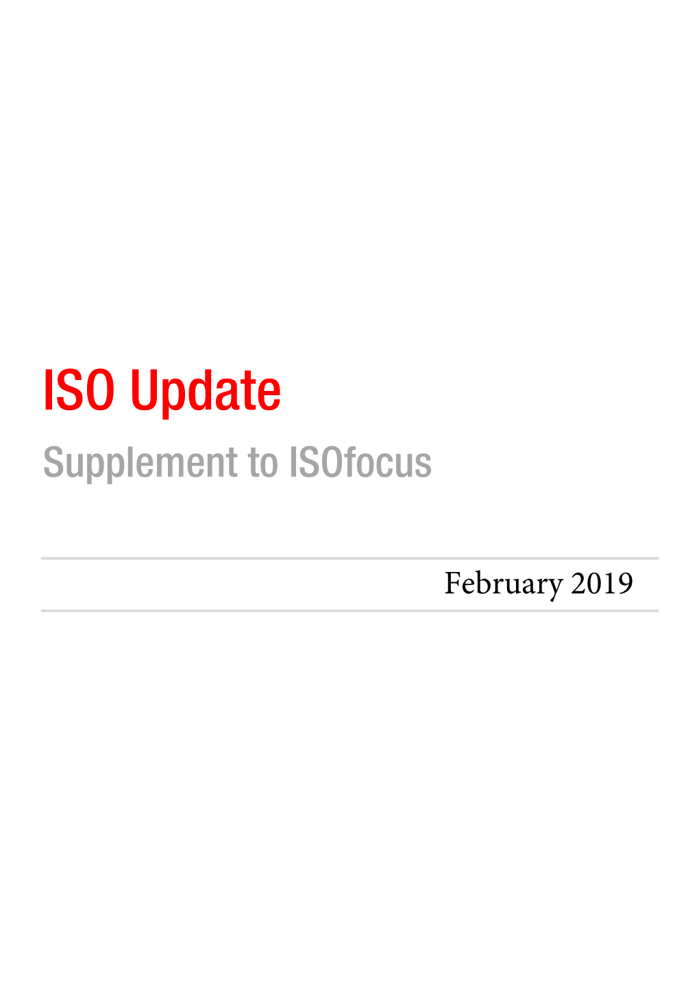 ISO Update February 2019