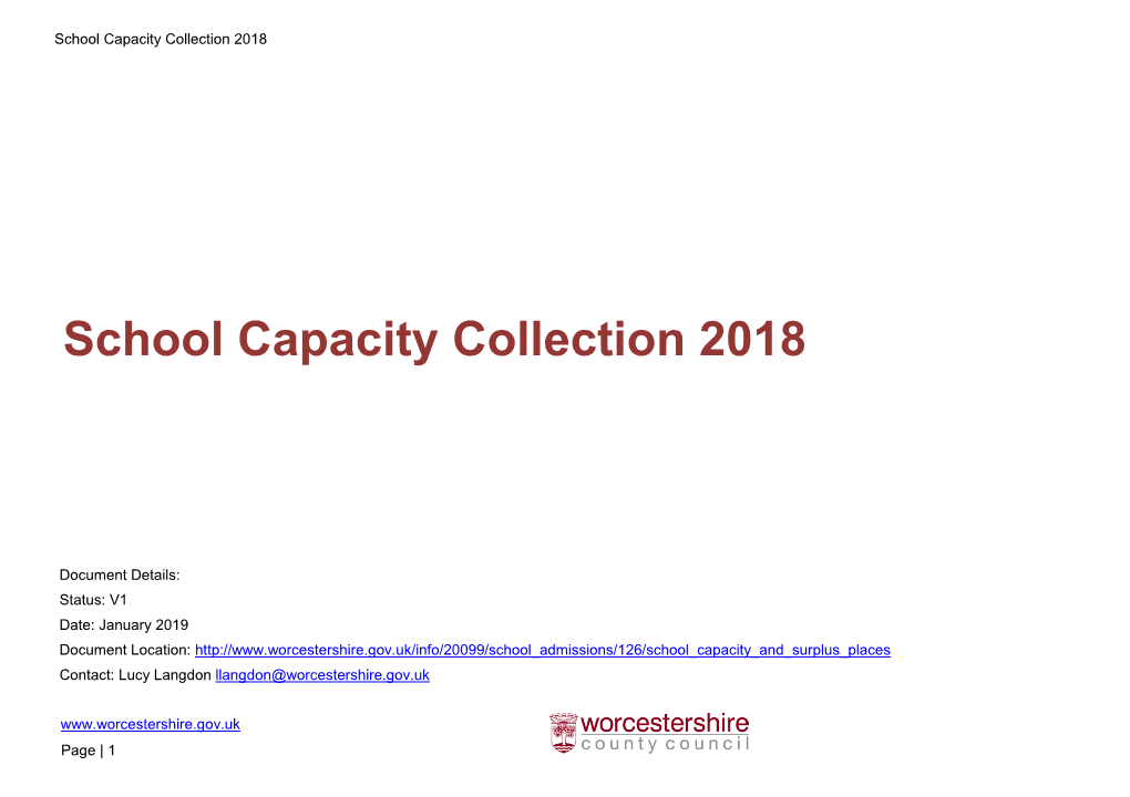 School Capacity Collection 2018