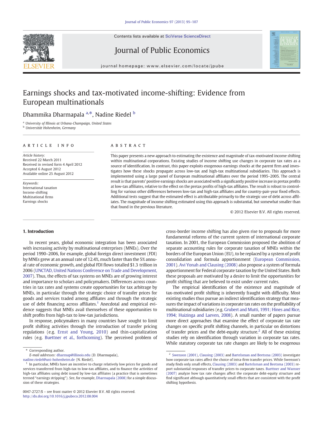 Earnings Shocks and Tax-Motivated Income-Shifting: Evidence from European Multinationals