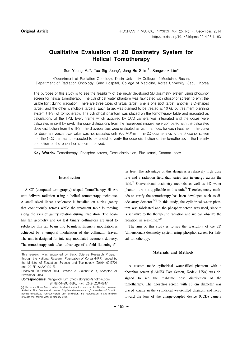 Qualitative Evaluation of 2D Dosimetry System for Helical Tomotherapy