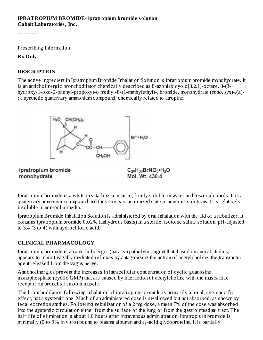 Ipratropium Bromide Solution Cobalt Laboratories, Inc.