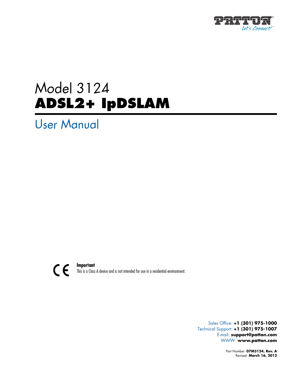 Model 3124 ADSL2+ Ipdslam User Manual