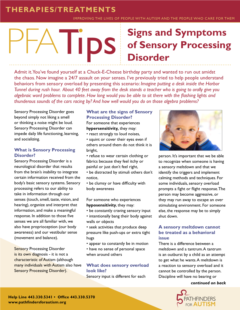 Signs and Symptoms of Sensory Processing Disorder