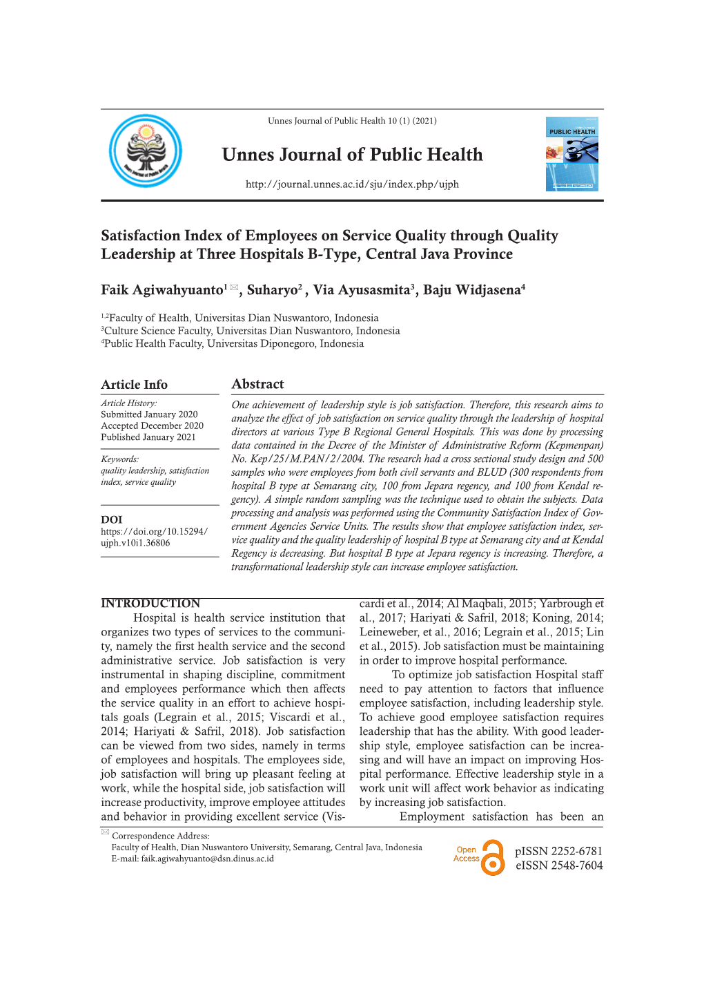 Unnes Journal of Public Health 10 (1) (2021) Unnes Journal of Public Health