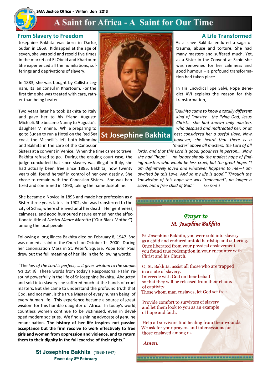 St Josephine Bakhita Best Considered Her a Useful Slave