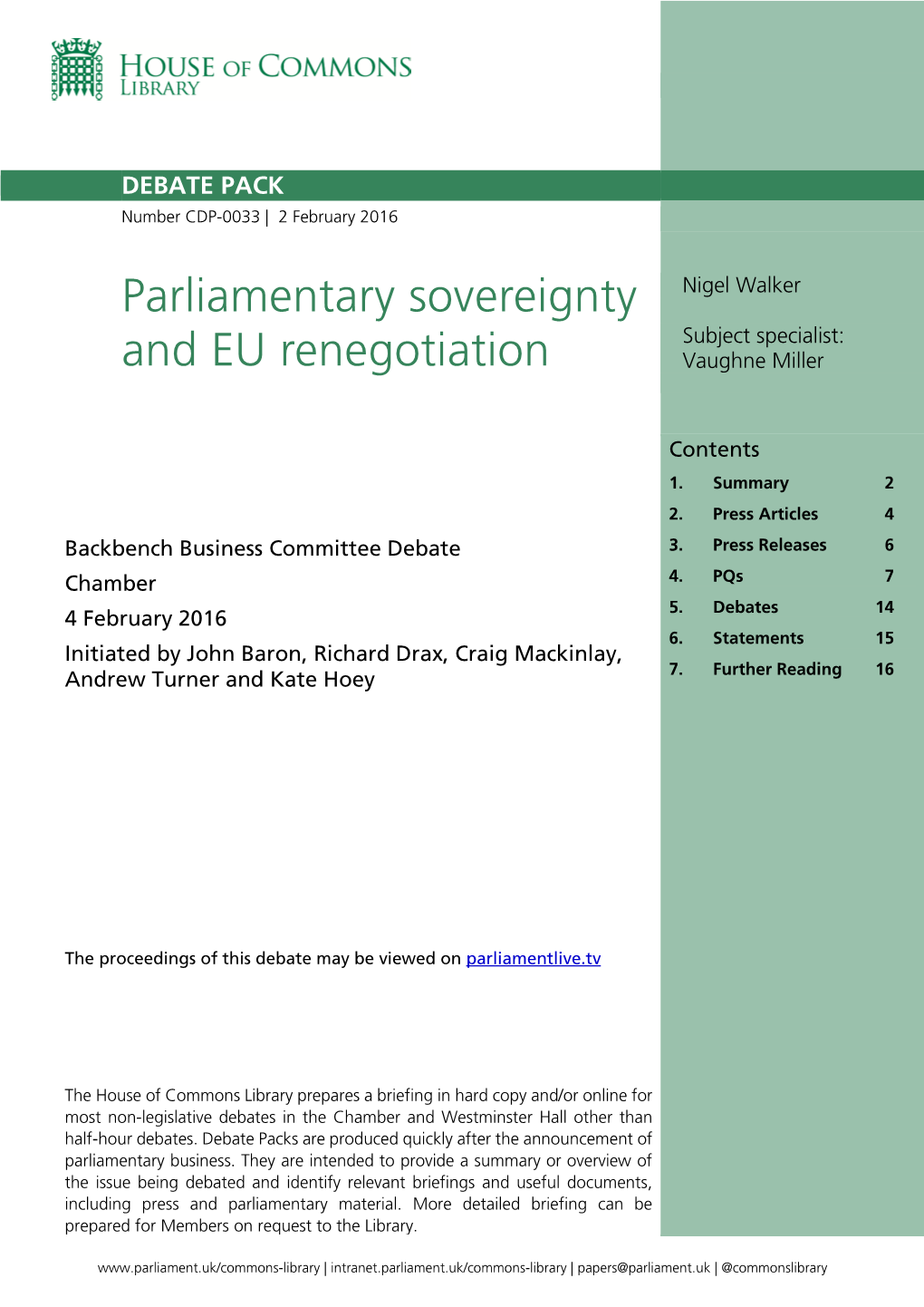 Parliamentary Sovereignty and EU Renegotiation 3