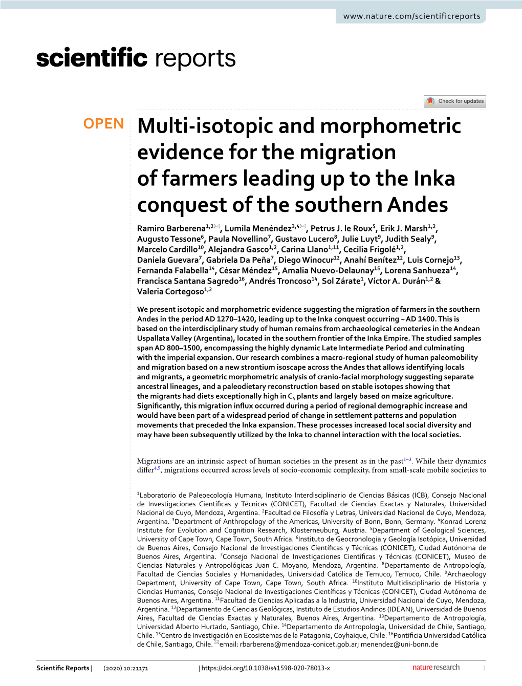 Multi-Isotopic and Morphometric Evidence for the Migration Of