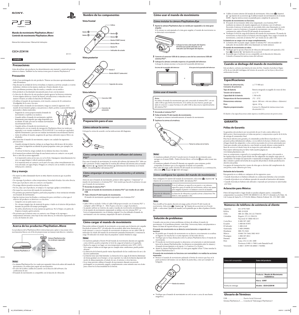 Precauciones Acerca De Los Productos Playstation Move Nombre De Los