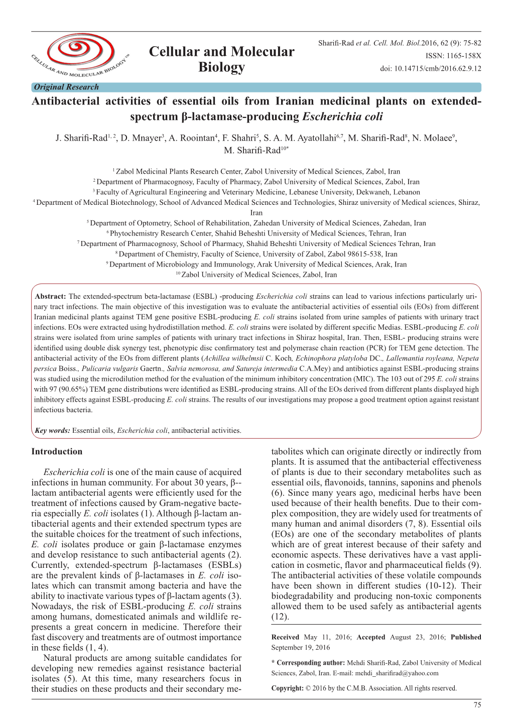 Spectrum Β-Lactamase-Producing Escherichia Coli