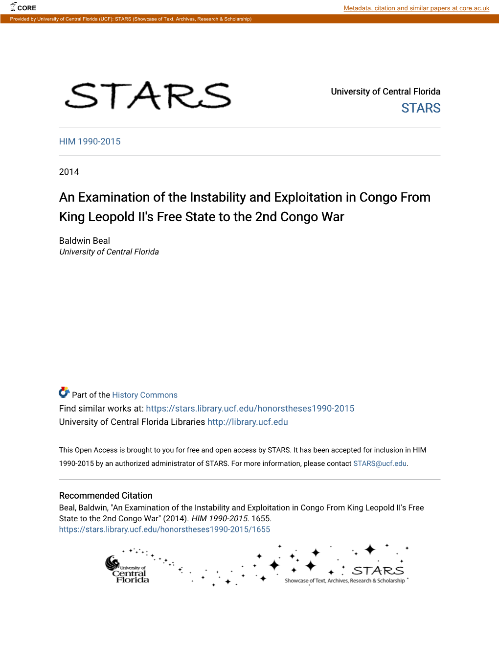 An Examination of the Instability and Exploitation in Congo from King Leopold II's Free State to the 2Nd Congo War