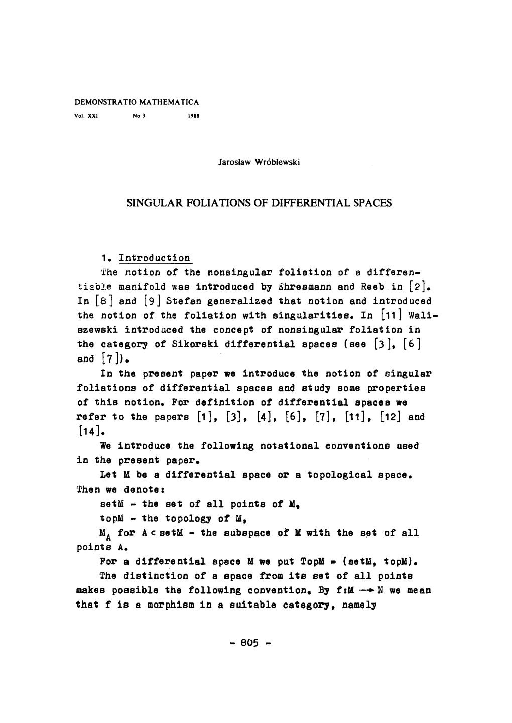 Singular Foliations of Differential Spaces 1