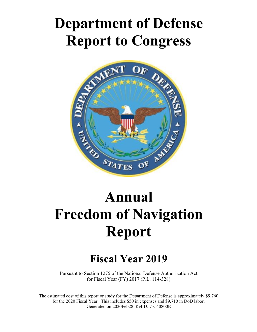 Department of Defense Report to Congress Annual Freedom Of