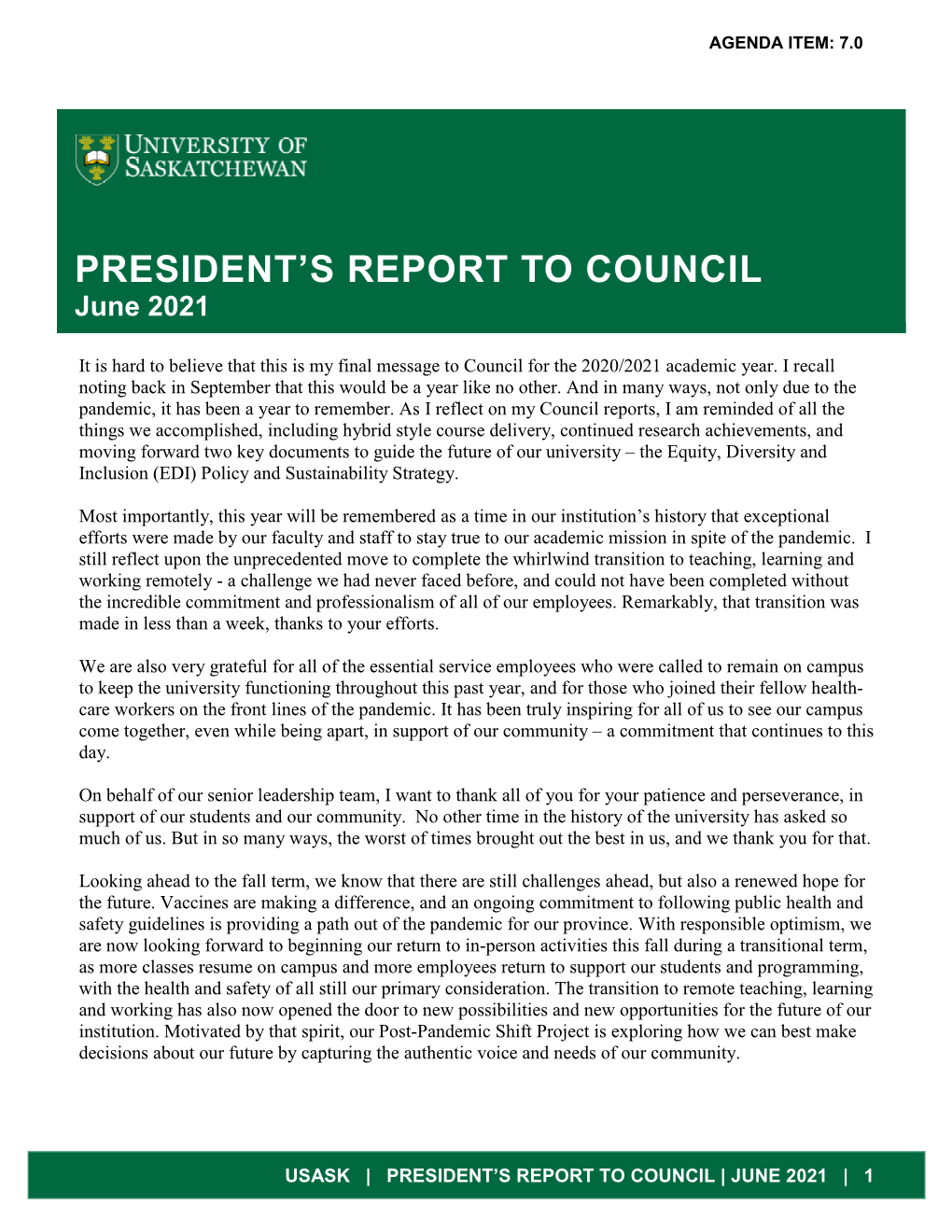 7.0 2021-06-17 Report of the President