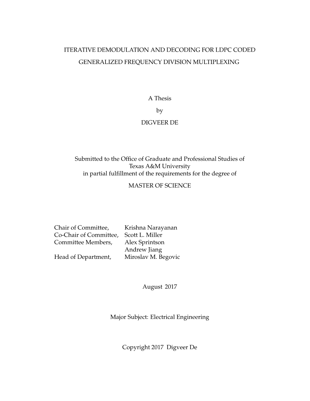 Iterative Demodulation and Decoding for Ldpc Coded Generalized Frequency Division Multiplexing